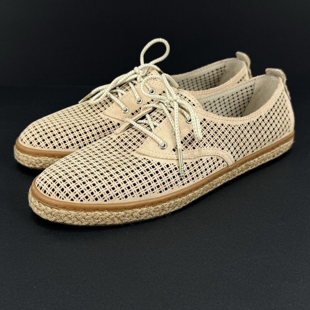 Cole Haan Cloudfeel Espadrille Lace Up Shoes Women’s 10B Pink Beige Suede New